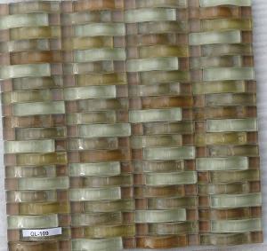Brun mosaïque mix barrette ondulé pâte de verre par plaque 30 cm