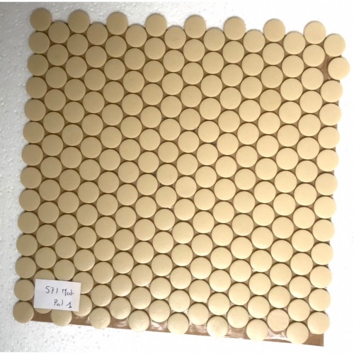 Beige ivoire rond pastille mosaïque émaux mat par plaque 33 cm pour Vrac