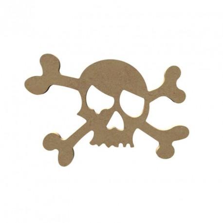 Tête de mort Halloween pirate 15 cm support bois pour mosaïque