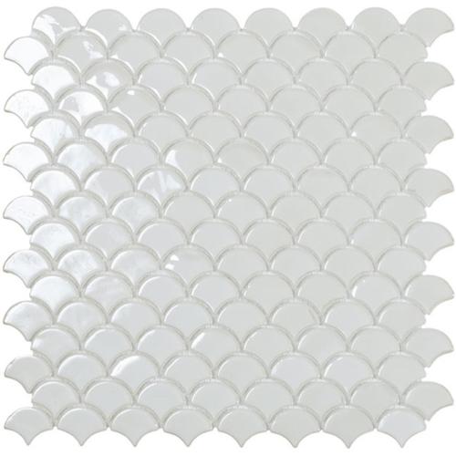 Blanc brillant nacré mosaïque écaille par plaque de 30 par 30 cm