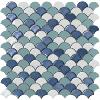 Bleu blanc turquoise mat et brillant mosaïque écaille par plaque de 30 par 30 cm