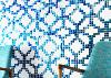 Mosaïque décor ARABESQUE carré blanc et bleu gris nacré par 1 M²
