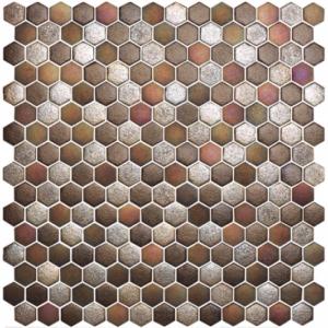 Brun cuivre doré hexagone mosaïque émaux brillant MAGMA TEXTURAS par 2 M² soit 110€ le M²