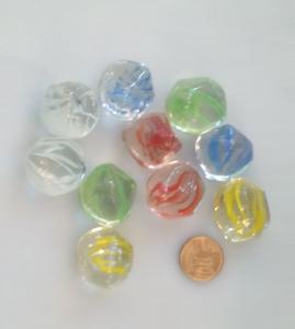 Déco bille forme 10 diamants berlingots ruban de couleurs en verre