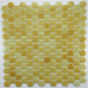 Jaune  moucheté hexagone mosaïque émaux brillant par plaque 29 cm