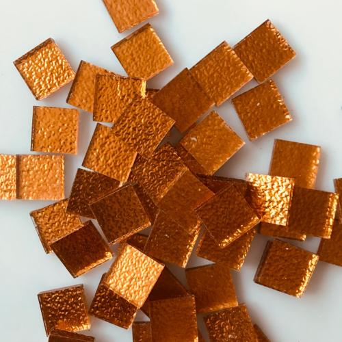 Orange cuivre foncé mosaïque métal gauffré 2 cm précieux vendu à l'unité