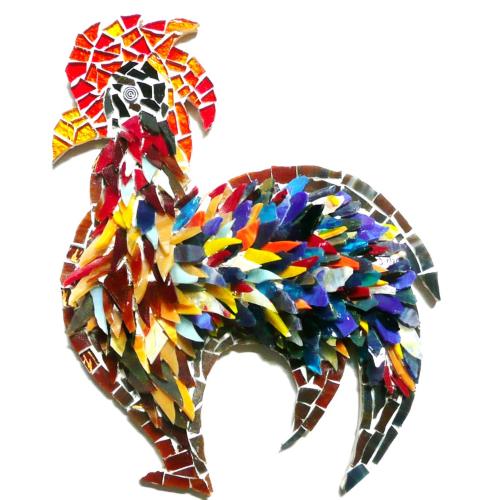 Coq avec verre modèle mosaïque