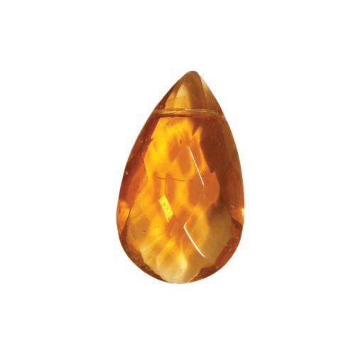 Brun ambre Pampille goutte ronde en cristal taillé 25 par 15 mm par 25 unités