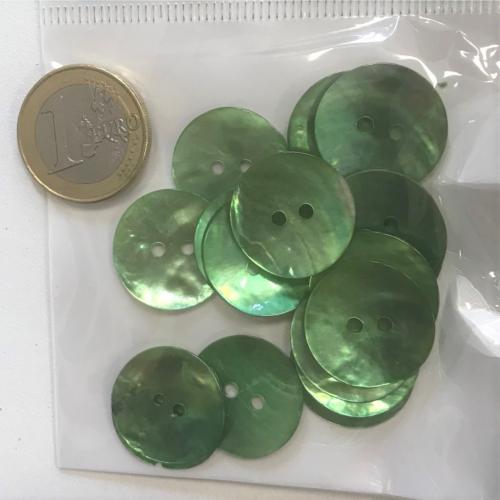 Nacre boutons lot de 18 ronds vert diamètre 20 mm artisanale