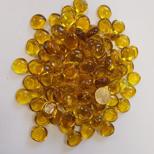 Jaune bille de verre plate jaune bouton d'or translucide 20 mm par 200 grammes