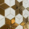 Jaune doré et blanc mosaïque losange motif cube 4 mm émaux vetrocristal par plaque 24 par 27cm
