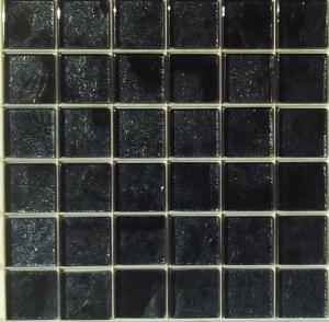 Noir mosaïque feuille argent SAMAN 4.8 cm émaux vetrocristal par plaque de 30 cm