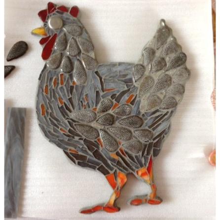 Poule  en mosaïque image modèle pour loisirs créatifs