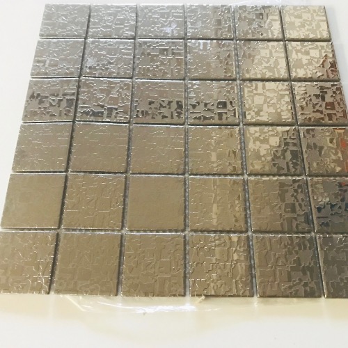 Argent mosaïque carré 5 cm motif géométrique épaisseur 4 mm émaux vetrocristal par plaque 31 cm