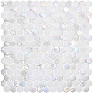 Blanc nacré et uni hexagone mosaïque émaux mat brillant STAR TEXTURAS par 2 M² soit 94 € le M²