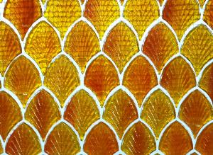 Orange mosaïque orange clair palmette nacré par plaque 31 cm