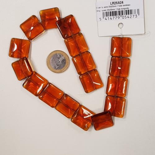 Brun ambre translucide carré pampille en cristal taillé 20 par 20 mm par 17 unités