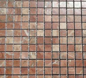 Rouge nuagé brillant mosaïque 1.5 cm marbre plaque de 36 carreaux