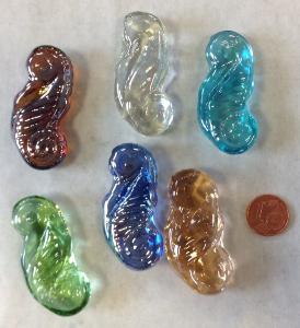 Déco bille forme hippocampe mix couleurs en verre par 6 motifs