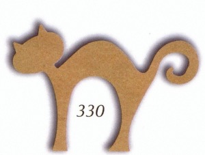Chat debout queue en bas 15 cm support bois pour mosaïque