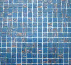 Bleu mosaïque pâte de verre bleu roi foncé opaque gemmé par M²