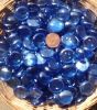 Bleu bille de verre plate bleu clair nacré translucide 17-20 mm par 200 grammes