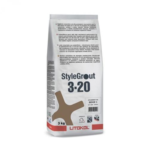 Beige 3 ciment joint Litokol stylegrout 0-8 mm hydro plus par 3 kilos