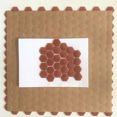 Brun caramel uni hexagone mosaïque émaux brillant par plaque 32 cm