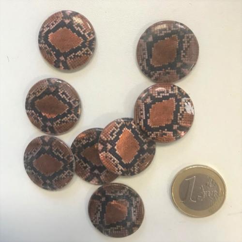 Cabochon perle en nacre 24 mm ronds peau reptile par 8 unités
