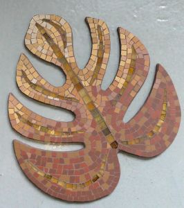 feuille philodendron en mosaique mat grès céram