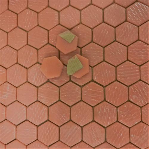 Rose saumon hexagone mosaïque émaux brillant plaque 29 cm fin de série