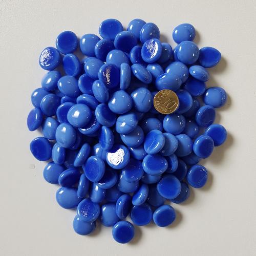 Bleu bille de verre plate bleu cobalt opaque 17-20 mm par 200 grammes