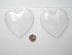 Coeur translucide en deux parties diamètre 100 mm à remplir de décoration en mosaïque