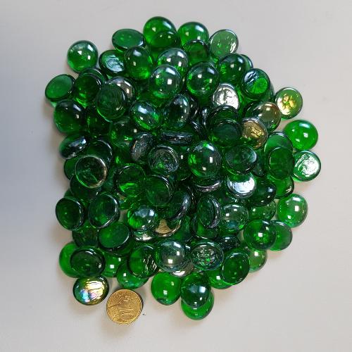 Vert bille de verre plate vert foncé nacré translucide 17-20 mm par 200 grammes