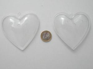 Coeur translucide en deux parties diamètre 70 mm à remplir de décoration en mosaïque