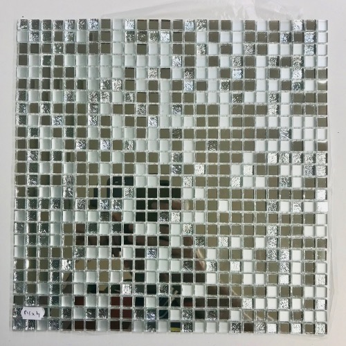 Gris argent mosaïque micro miroir 1 cm mix silver martelé lisse mat par 169 carrés
