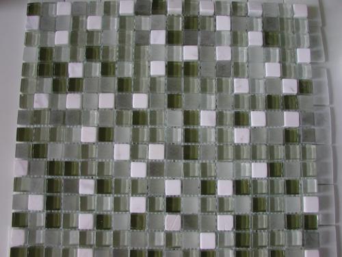 Blanc vert olive mosaïque brillant et mat 15 mm mosaïque émaux vetrocristal plaque 30 cm