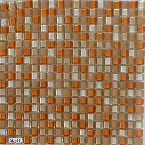 Orange mosaïque et beige ivoire pâte de verre vetrocristal  brillant et mat 8 mm par plaque 30 cm