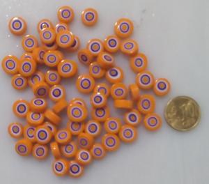 Millefiori orange cercle bleu diamètre de 10 mm par 50g