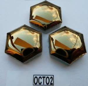 Jaune doré mosaïque brillant bombé hexagone émaux métallisé 2.1 cm vendu à l'unité