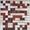 Mix blanc beige brun et rouge mosaïque 2.4 cm mat grès antique plaque 30 cm