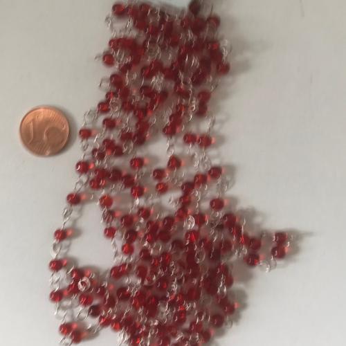 Rouge rubis collier chaine perlée rouge perles verre 2 mètres unités