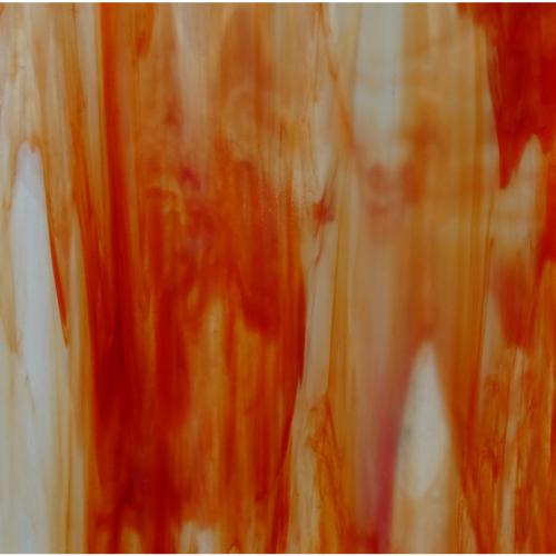 Orange rouge marbré opalescent verre vitrail Wissmach plaque de 30 par 20 cm