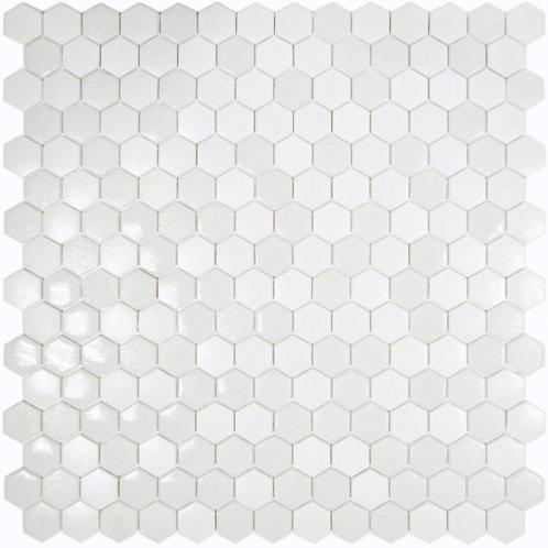 Blanc uni hexagone mosaïque émaux mix blanc SOL TEXTURAS plaque 33.2 cm HTK