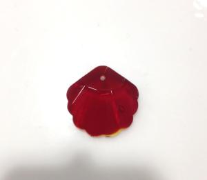 Coquille Saint Jacques rouge rubis translucide facette cristal translucide taillé 26 mm