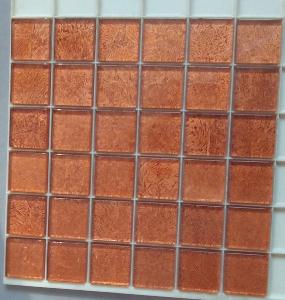 Orange mosaïque feuille ambre cuivre CHITALPA 4.8 cm mosaïque vetrocristal 8 mm par plaque 30 cm