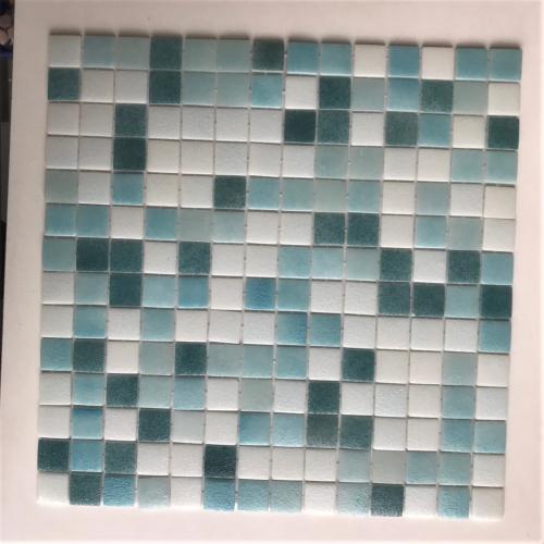 Mosaïque promotion bleu turquoise et blanc émaux 2.3 cm par  plaque de 32.5 cm collé HTK