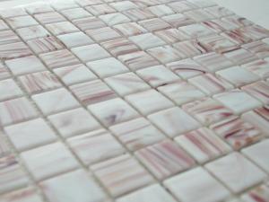 Blanc mosaïque pâte de verre blanc rosé perle d'Amour gemme plaque 32.5 cm