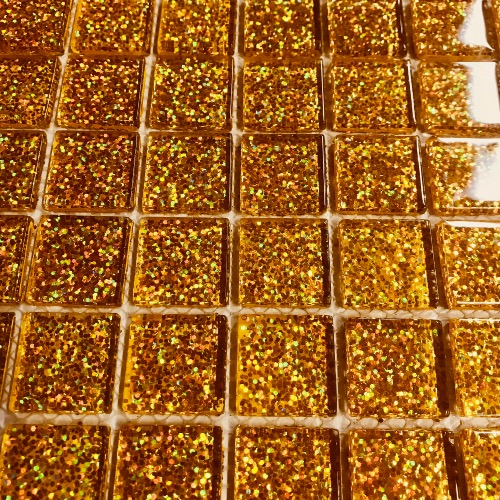 jaune extra gold mosaïque paillette pâte de verre vétrocristal plaque 30 cm