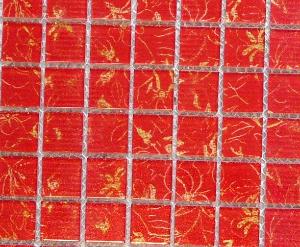 Rouge orange floral mosaïque paillette 2.5 cm par 6 carreaux